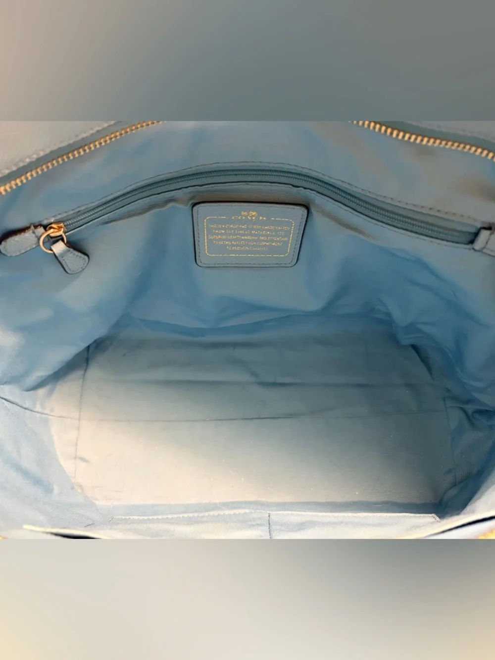 Coach Blue Crossgrain Leather City Zip Top Tote Shoulder Bag - Picture 3 of 5